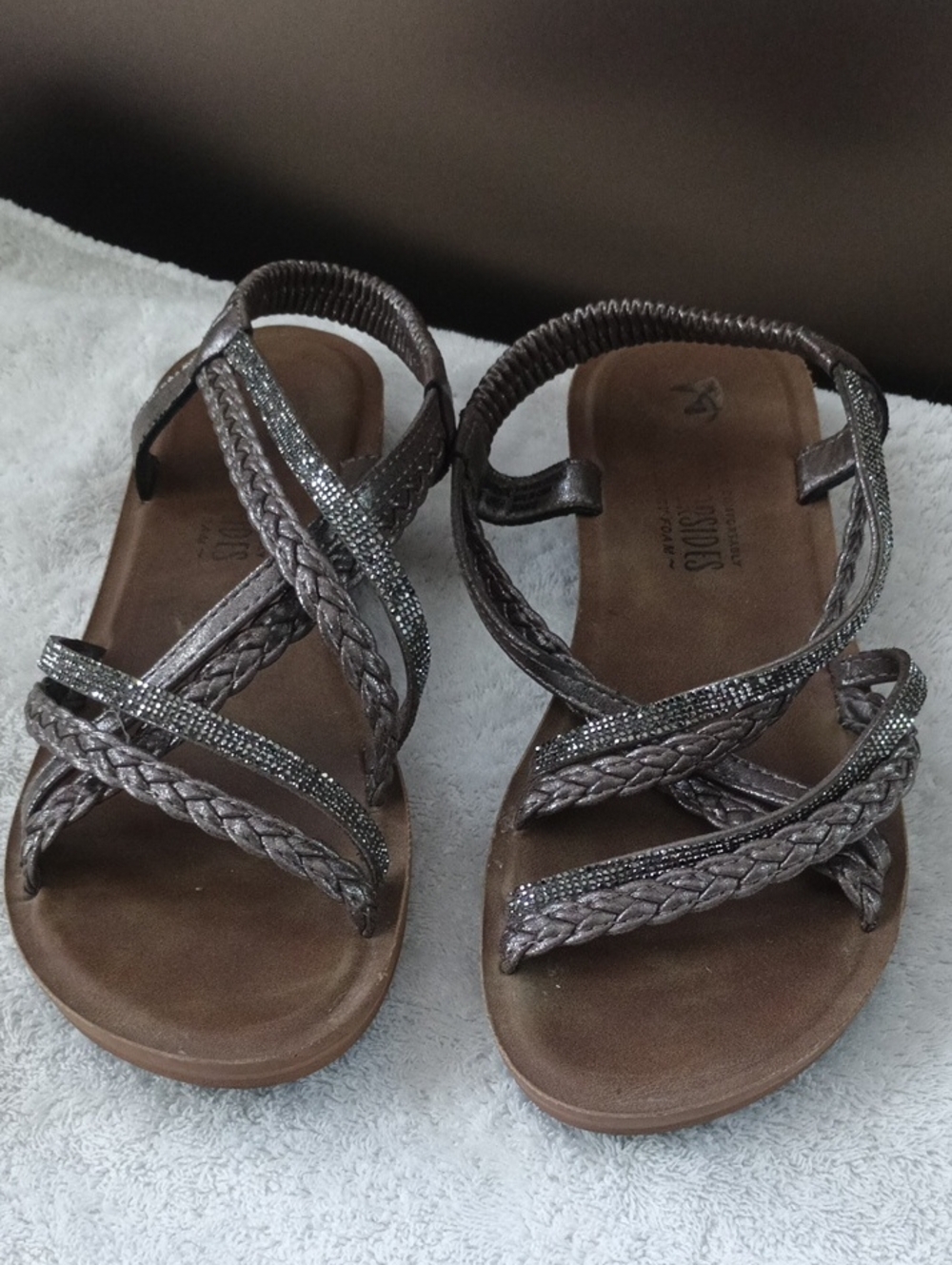 Women’s Metallic Brown Braided Strappy Sandals